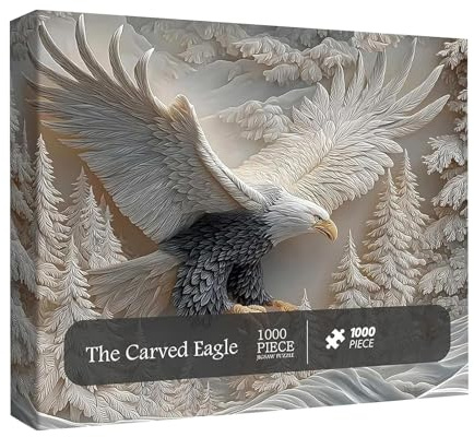Eagle Jigsaw Puzzle for Adults, 1000 Piece The Carved Eagle Jigsaw Puzzle, Challenging Eagles Puzzles Game With Artistic Wildlife Design, Majestic Eagles Puzzles for Family Activity & Decoration