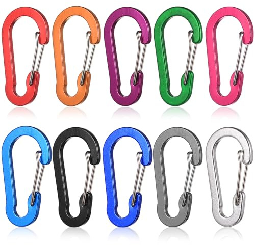 12 Stück Schlüssel Karabiner Schlüsselanhänger Karabinerhaken Klein, Aluminium Bunt Schlüsselkarabiner Kleine Karabinerhaken Schlüsselanhänger Karabiner mit Schlüsselringe für Outdoor Camping Angeln