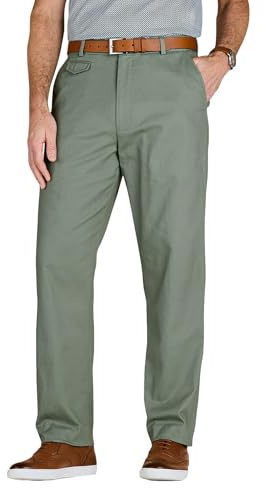 Pegasus Men's Cotton Chino Trousers with Stretch Waistband Versatile, Comfortable & Stylish Smart Casual Pants Sage 40W / 29L