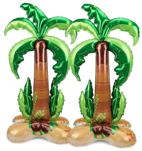 2 Stück Aufblasbare Palme Hawaii Deko, Groß Aufblasbare Palmen, Strand Deko Set Für Tropische Partydekoration, Inflatable Palm Tree 150 x 80 cm