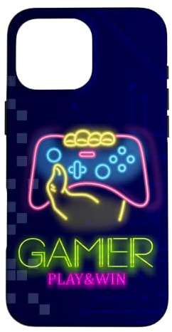 Hülle für iPhone 16 Pro Max Gamer-Controller Play Win im Retro-Gaming-Design