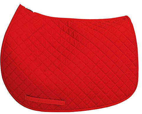 TuffRider Basic Pony Saddle Pad – Diamond Quilted, Flannel Lined, Breathable Schooling Pad for Horses - Red