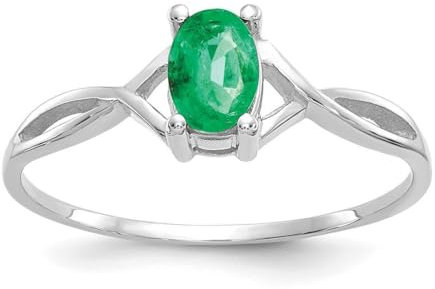 14 ct Weißgold Smaragd Geburtsstein Ring