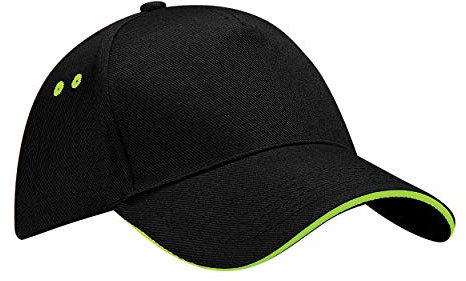 Beechfield - Casquette 100% Coton - Adulte Unisexe (Taille Unique) (Noir/Vert Citron)