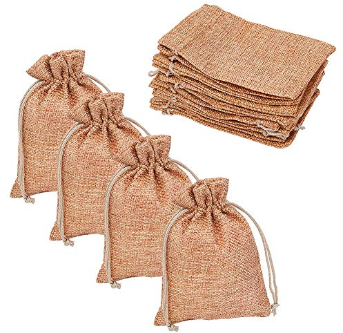 PH PandaHall 100Pcs Leinen Jutebeutel mit Kordelzug 9.5x13.5cm Jute Geschenkbeutel Perlen Sackleinen Packtaschen Tunnelzug Taschen Beutel für Hochzeitsfeier, Weihnachten und Heimwerkerhandwerk