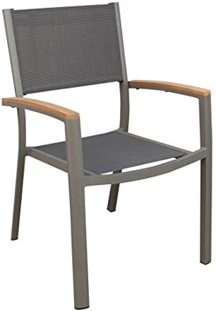 Dehner Stapelstuhl Colmar, ca. 87 x 57 x 62 cm, aus FSC® - zertifiziertem Teakholz / Textilen / Aluminium, anthrazit