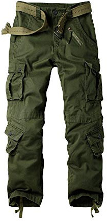 OCHENTA Men's Casual Military Army Camo Combat Trousers,Wild Cargo Pants with 8 Pockets #3357 Army Green 32