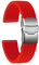 ULLCHRO Gummi Uhrenarmband Ersatzarmband Ersatz Kautschuk Armbanduhr Wasserfest Stripe Pattern - 16mm, 18mm, 20mm, 22mm, 24mm Uhrenband mit Edelstahl Faltschließe (22mm, rot)