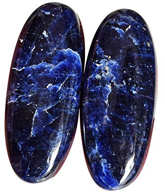 Schönes ovales Paar natürlicher blauer Sodalith Cabochon Paar passende Ohrringe Stein Großhandelspreis AG-7450