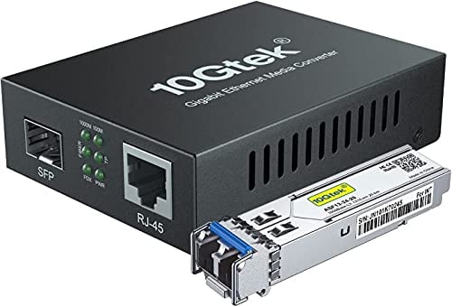 10Gtek® Gigabit Ethernet Medienkonverter, SFP Slot mit SFP LX Modul, Single-Mode Dual LC Faser, 1310nm, 20km