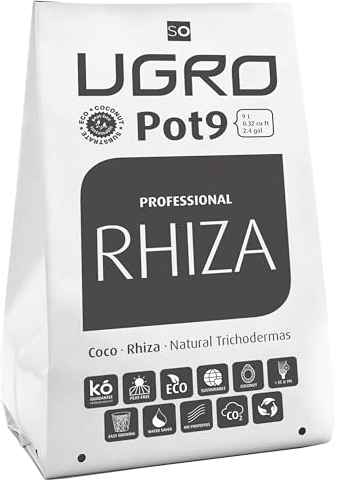Pot9 Professional Rhiza – Sustrado de Coco comprimido con Maceta Lista para Usar, Bloque de Coco enriquecido con endomicorrizas. Bolsa de Cultivo 9L - 900gr