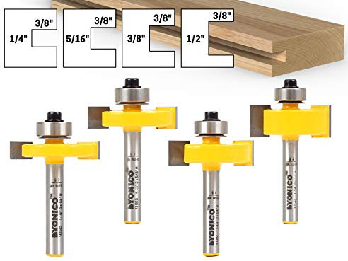 Yonico 14481q 4 Bit Slot Cutter Router Bit Set 1/4-Inch Shank