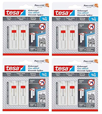 tesa® Verstellbarer Klebenagel für Tapeten und Putz, spurlos wiederablösbar (1kg / 8 Nägel)