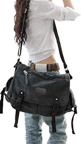 Taoqiao [Aktualisiert] Vintage Canvas Messenger Bag Große Buch Laptop Umhängetasche Frauen Männer Neu