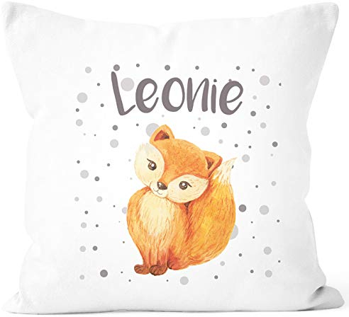 SpecialMe Kissenbezug mit Namen Fuch Füchsin Kissen-Hülle Namenskissen Baumwolle personalisierte Geschenke Dekokissen weiß Unisize