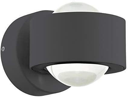 EGLO LED Außen-Wandlampe Treviolo, 2 flammige Außenleuchte Wand, Wandleuchte aus Aluminium-Guss in Anthrazit und Glas in Weiß, Außenlampe warmweiß, IP44