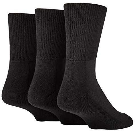IOMI Footnurse - 3 Pack Unisex Extra Wide Bamboo Diabetic Socks | 4 Sizes | For Swollen Feet & Legs | Smooth Toe Seam | Cushioned Foot (9-11 UK, Black)
