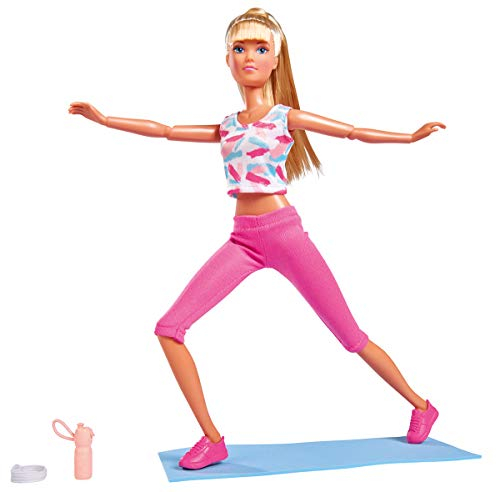 Simba Steffi Love Sport / Puppe in sportlicher Kleidung mit voll beweglichen Körper / 14 Gelenke / mit Sportmatte und Trinkflasche / 29cm / Für Kinder ab 3 Jahren