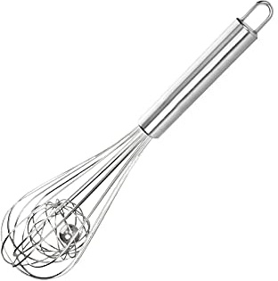 Schneebesen mit Kugel | Edelstahl-Schaumschläger mit Rührkugel | Ballonschneebesen | EUROXANTY Backzubehör | 21 cm