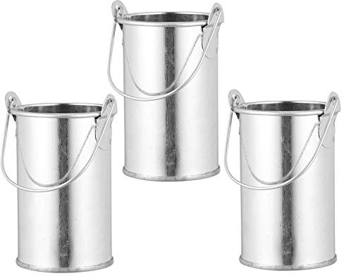 Milisten Vintage Style Iron Plant Pots 3pcs Dried Flower Bucket for Desktop and Indoor Decoration