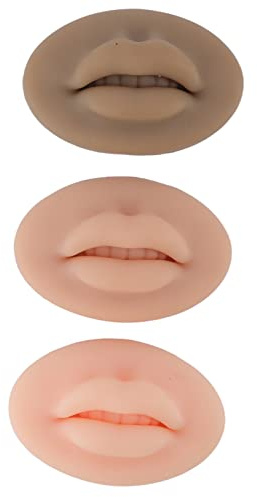 Labbra in Silicone 3D, 3 Pezzi Morbidi Trucco Permanente Labbra Finte Labbra Stampo Trucco Cosmetico Labbra Allenamento Pratica Microblading per Tatuatori e Principianti