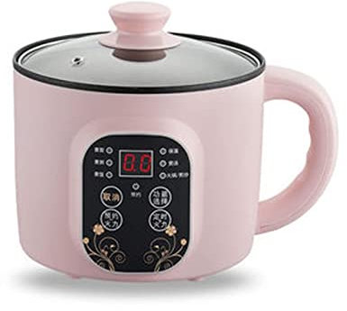FZYE Fornello Elettrico Multifunzione Pentola riscaldante, Pentola elettrica Pentola Calda Tagliatelle Uova Zuppa Vaporiera Mini cuociriso (Colore : Display Digitale Rosa)