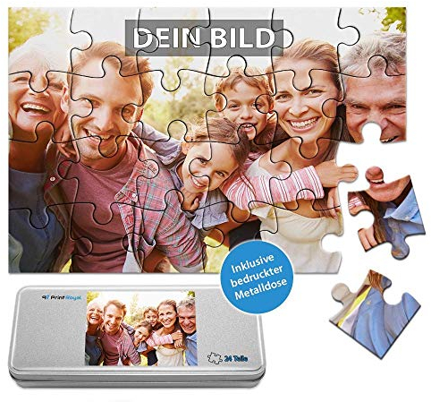 Foto-Puzzle 24-1000 Teile in inkl. hochwertiger Metalldose - mit eigenem Foto Bedrucken - Puzzle selber gestalten - 24 Teile in Metalldose