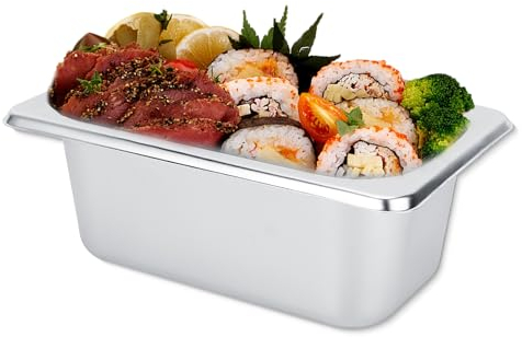 Recipiente Gastronorm De Acero Inoxidable De 17,5 X 11 X 7 Cm De Profundidad, Bandeja Para Hornear Grande Para Preparar Platos De Pan Rallado, Panko, Schnitzel, Rebozar Pescado Y Marinar Carne