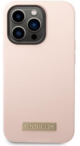 Guess GUHMP14XSBPLP hülle für iPhone 14 Pro Max 6,7 rosa/pink Hard case Silicone Logo Plate