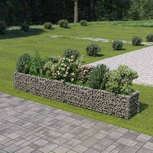 Tidyard Gabion Raised Bed Gabion Planter Galvanised Steel Basket Planter Raised Vegetable Bed 360x50x50 cm
