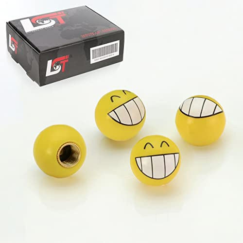 LST 4x Reifen Ventilkappe Abdeckung Kugel Smiley Grinsen Gelb PKW LKW Motorrad
