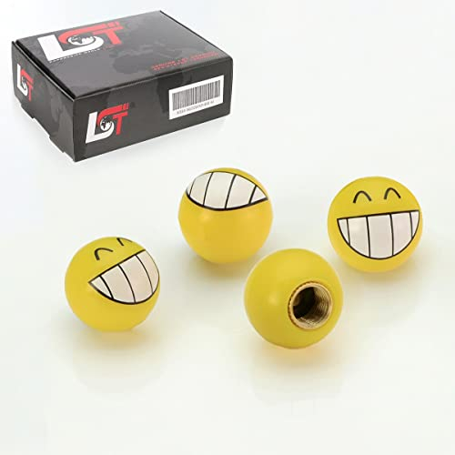 LST 4x Ventilkappe Reifenventil Kappe Kugel Smiley Grinsen Gelb PKW LKW Motorrad