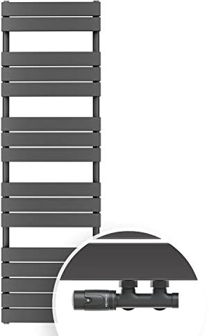Aquabad Badheizkörper Aurea inkl. Multiblock Eckausführung | Größe: 50 x 160 cm | Heizleistung 755 Watt | Farbe: Anthrazit | Mittelanschluss 50mm | Design Paneelheizkörper, Handtuchwärmer