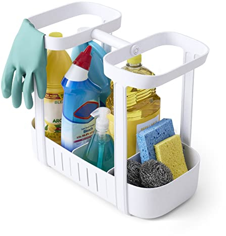 YouCopia SinkSuite Panier de nettoyage sous évier à 2 niveaux réglables avec poignée pour l'organisation et le rangement des armoires de cuisine et de salle de bain