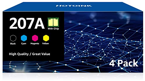 4er-Pack 207A Toner (Mit Chip) Kompatibel für HP 207A 207X Multipack Toner für HP Color Laserjet Pro MFP M283fdw MFP M282nw M255dw M283fdn M255nw W2210A W2211A W2212A W2213A Schwarz Cyan Gelb Magenta