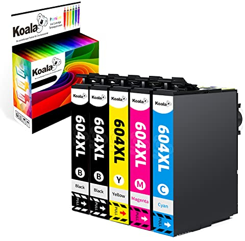 Koala 5er-Pack 604XL Kompatible Druckerpatronen als Ersatz für Epson 604 XL 604XL Tintenpatronen für Workforce XP-2200 XP-2205 XP-3200 XP-4205 XP-4200 WF-2910DWF WF-2930DWF WF-2950DWF Patronen