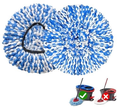 Paquete de 2 recambios de fregona giratoria compatible con fregona giratoria Ocedar Triangle de microfibra, limpieza profunda, lavable a máquina y fácil de reemplazar