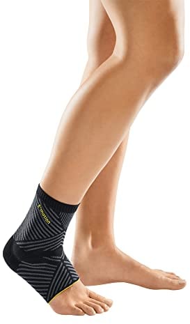 medi Levamed E+motion 3.0 sportliche Sprunggelenkbandage mit extradünner 3D Silikon-Quarz-Pelotte | Größe: IV | Angenehmes Sockenbündchen | Große Dehnungszone | inkl. Anziehilfe