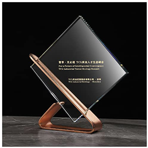 UNICOKA Prix/trophée personnalisé, trophée de Cristal ou trophée des gagnants, Verre Transparent - gravé avec Votre Texte personnalisé, Cadeau personnalisé, Laiton