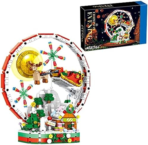 Weihnachtskalender Szene 2023 für Kinder Erwachsene, 878 Klemmbausteine Weihnachtsabend Szene Bausteine mit LED Licht, Weihnachtskalender Kinder Konstruktionsspielzeug, MOC Kompatibel mit Lego