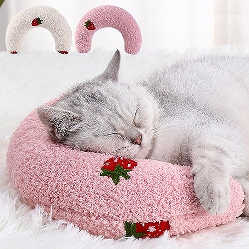 2 Stück Nackenkissen für Haustiere, Kissen für Katzen, Plüsch Kissen für Haustiere, Weich Hundekissen, Katzen Plüsch Spielzeug, Katzenkissen für Schlaf, Nackenkissen für kleine mittlere Haustiere (A)