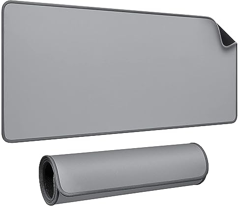 JIALONG Desk Mouse Mat - Large Desk Pad, Gaming Mouse Pad, Office Desk Protector with Anti-slip Base, Anti-wear Personalized Design , Mousepad in Mid-Grey