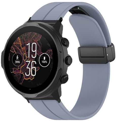 Cinturino di Ricambio per Orologio, Cinturino con Fibbia Pieghevole Magnetica da 24 Mm per 7 9 D5i, Cinturino di Ricambio Sportivo in Silicone Morbido (Grigio lavanda)