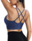 ZAAYO Damen Sport BH mit Gepolstert Nahtlose Bra Cross Back Design Push up BH Sport Bra Top Fitness Lauf Joggen Yoga Marineblau S