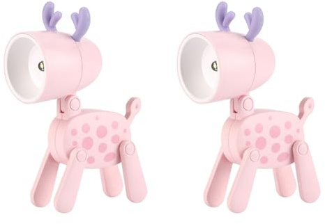 Artibetter Led Nachtlicht Hirsch 2Er Set Pink Für Kinderzimmer | Verstellbarer Kopf, Warmes Licht, Für Kinderzimmer Und Schlafzimmer, Pink