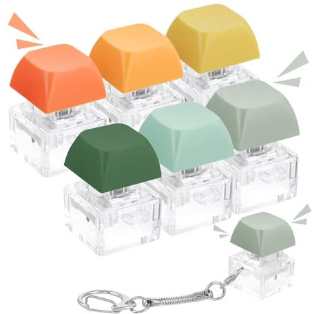 FUZVOL 6pcs Keyboard Fidget Keychain, Decompression Toys Fidget Keyboard Toys for Adults and Kids, Stress Relief Finger Keyboard Button, Gifts for Kids and Adults, 6 Colors