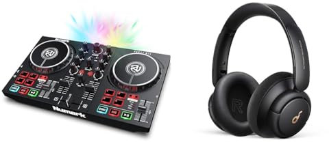 Numark Party Mix - DJ Controller with Party Lights, DJ Set with 2 Decks, DJ Mixer & soundcore by Anker Q30 Hybrid Active Noise Cancelling Headphones with Multiple Modes