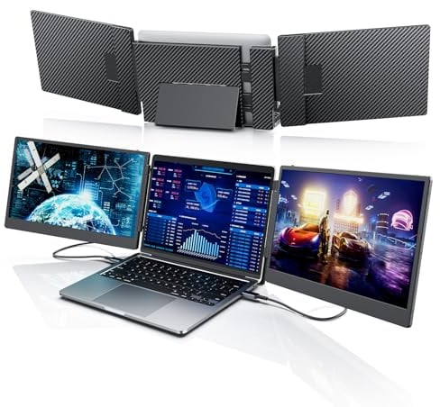 Laptop Screen Extender, 14 FHD Portable Monitor Extension, Triple Monitor, Plug & Play Screen Extender für Win/Dex/Android/Mac