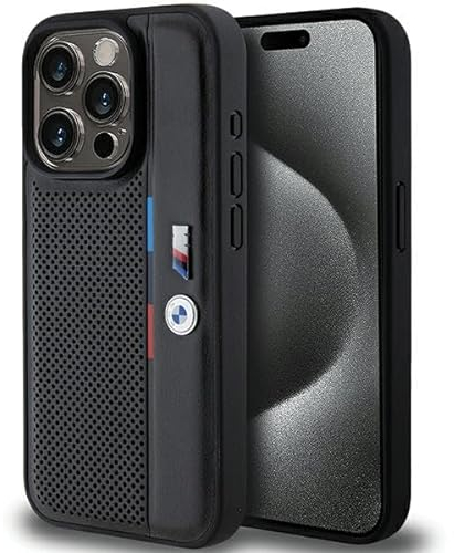CG MOBILE BMW BMHCP15L23PUPVK Hülle für iPhone 15 Pro 6.1 Schwarz hardcase Perforated Tricolor Line