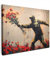 MuchoWow© Wandbilder 70x50 cm Wohnzimmer Wanddeko Schlafzimmer Zimmerdeko Wandgemälde Zimmer Deko auf Wand Dekoration Wall Art Street art - Mann - Blumen - Rot - Graffiti - Banksy